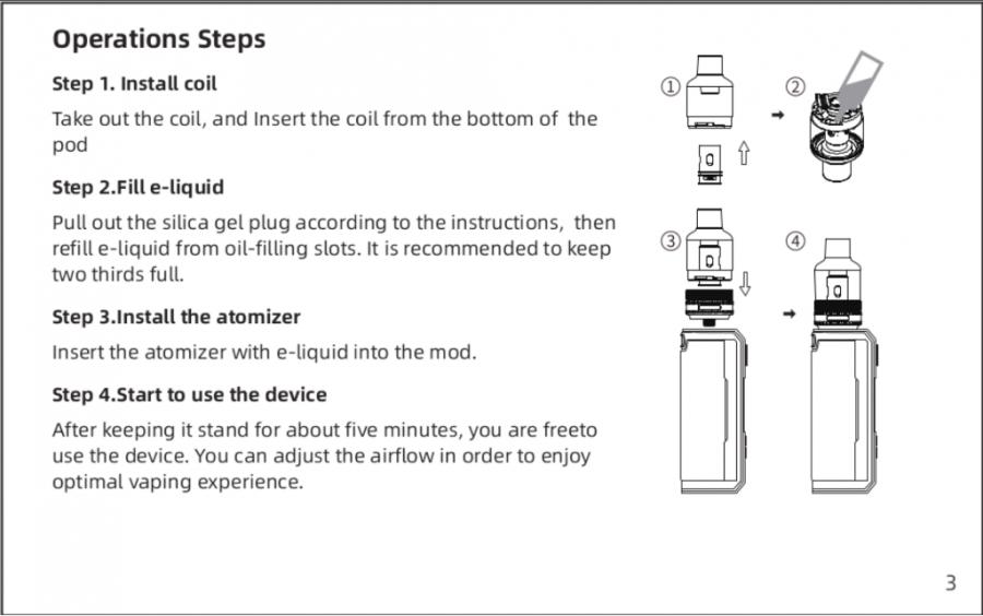 Voopoo Drag X Plus Manual (from PDF, Page 3): Operation Steps