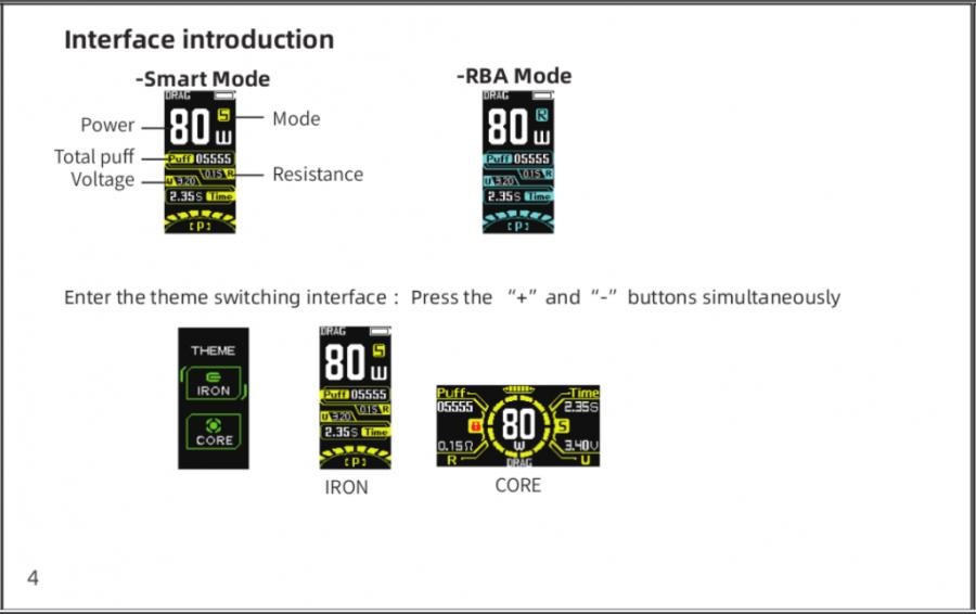 Voopoo Drag X Plus Manual (from PDF, Page 4): Interface Introduction